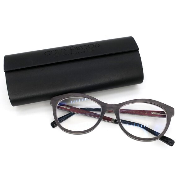 GOLD & WOOD Dea 01.03 Grey Oak Women's Semi Cat Eye Eyeglasses Frames 52-17-140 - Picture 1 of 7